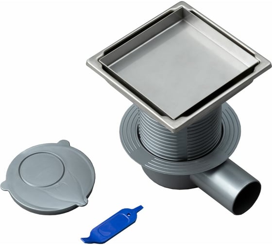 Точечный трап Logan L004-150 с решеткой из нержавеющей стали, под плитку, 15x15 см 00306894