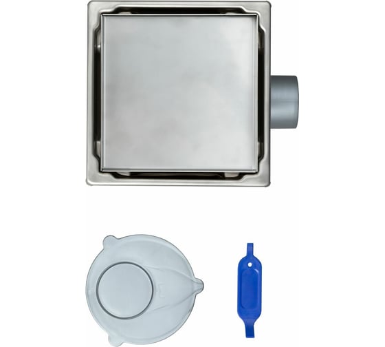 Точечный трап Logan L004-150 с решеткой из нержавеющей стали, под плитку, 15x15 см 00306894