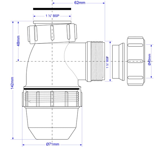 Сифон без выпуска McAlpine ф-40 MINI MRSK2-NW-MINI