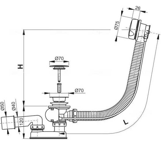 Сифон для ванны AlcaPlast A51BM белый 00238784