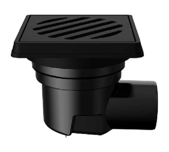 Нерегулируемый трап Fachmann т 605 pnsg 260x260 горизонтальный выпуск dn 110 с корзинкой и незамерзающим сифоном, решетка чугунная, чугунный подрамник 04.092