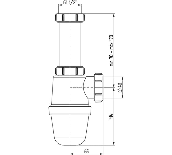 Сифон для кухни 1 1/2" х 40 без выпуска AKVATER B0120 ИС.110178