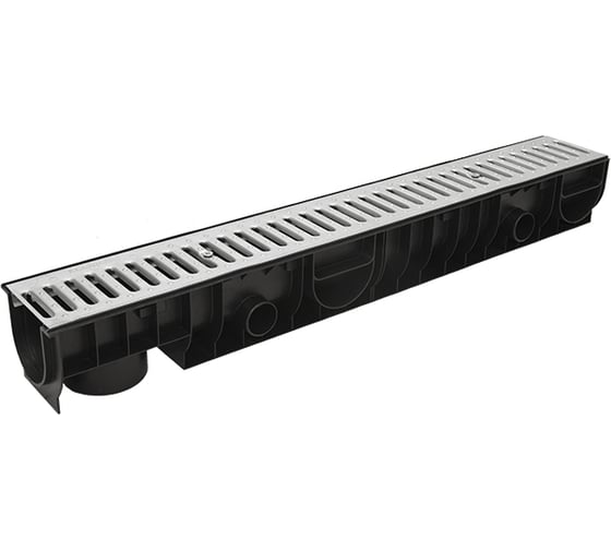 Лоток Ecoteck STANDART 100.125 h129 с решеткой стальной, кл. А15 46620 1