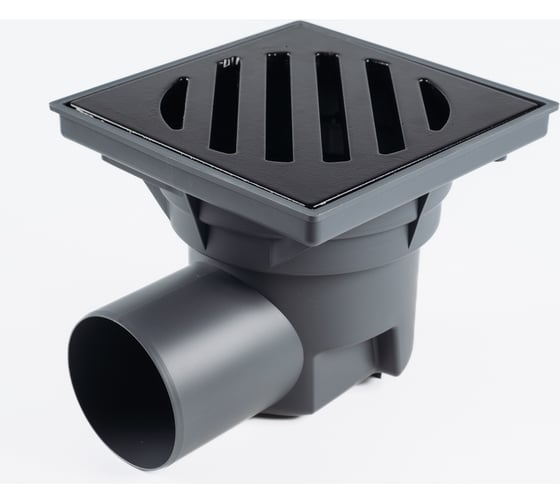 Нерегулируемый трап Fachmann Т 605 PNsP 246x244 горизонтальный выпуск dn 110 с корзинкой и незамерзающим сифоном, решетка чугунная, пластиковый подрамник 04.091
