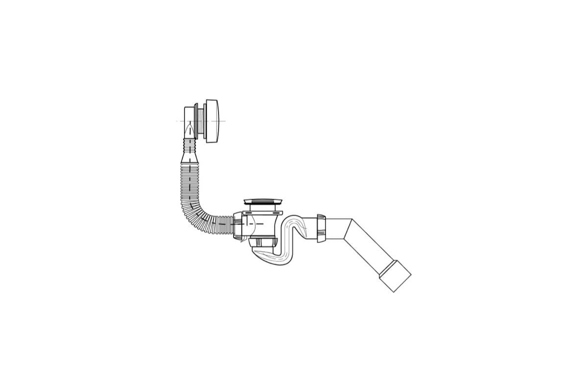 Слив-перелив для ванны Wirquin SB600 полу-автомат, вентиль и клапан ...