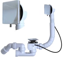 Слив-перелив McAlpine полуавтомат, пластиковый, с коленом с ревизией Lтросика=700мм (цвет-хром, квадратная головка) MRB14CBSQ-PB