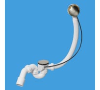 Слив-перелив McAlpine полуавтомат, пластиковый, с коленом, Lтросика=575 мм., никель/сатин MRB2SN-PB