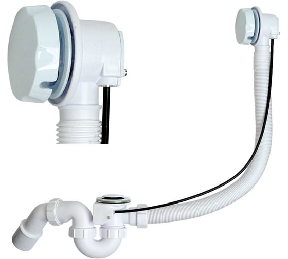 Слив-перелив McAlpine полуавтомат, пластиковый, с коленом, Lтросика=575мм., белый MRB2W-PB