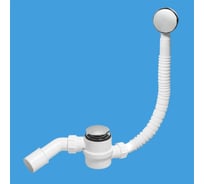 Слив-перелив McAlpine полуавтомат, пластиковый (кнопка, Lперелива=330-700мм., сатиновый/хром MRB11-SC