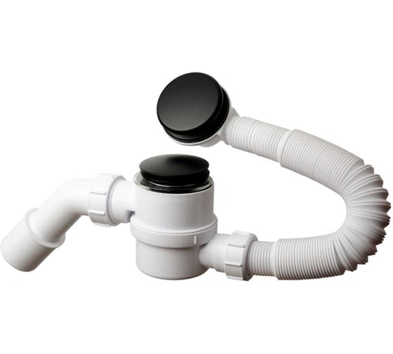 Слив-перелив McAlpine полуавтомат, пластиковый, кнопка, Lперелива=330-700мм., матовый черный MRB11-MBL 1