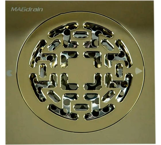 Сантехнический трап MAGdrain (100х100, магнитный клапан, латунь, цирконий золото) CC 06 Q50-Z