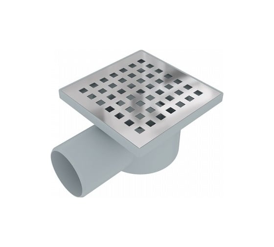 Душевой трап Teymi Helmi D50, боковой 10x10 c решеткой T90314 ЦБ-00266859