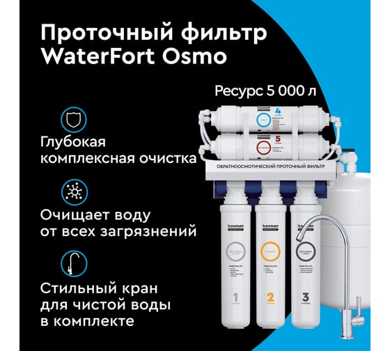 Быстросъемный фильтр под мойку Барьер ЭКСПЕРТ WaterFort OSMO Н261Р00