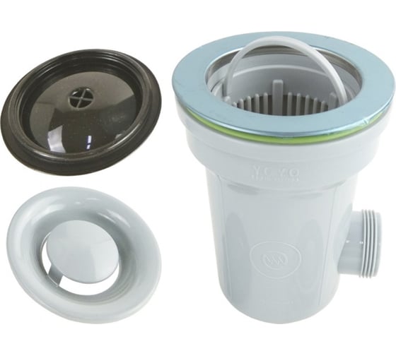 Сифон YOYO 3.5 дюйма, универсальный, с переливом и фильтр-стаканом, для каменной/нержавеющей мойки 901685
