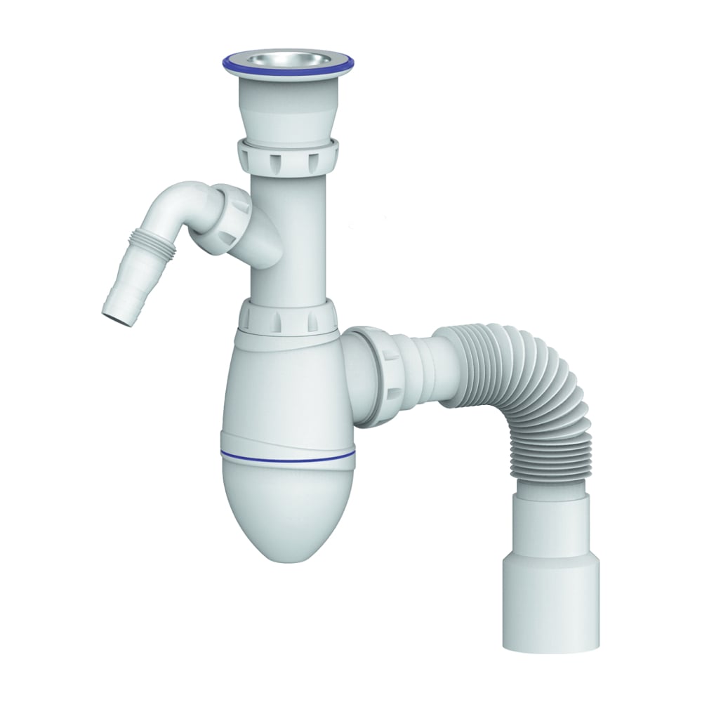 Сифон для умывальника Unicorn 1.1/2\"х40, нержавеющий выпуск, отвод для ...