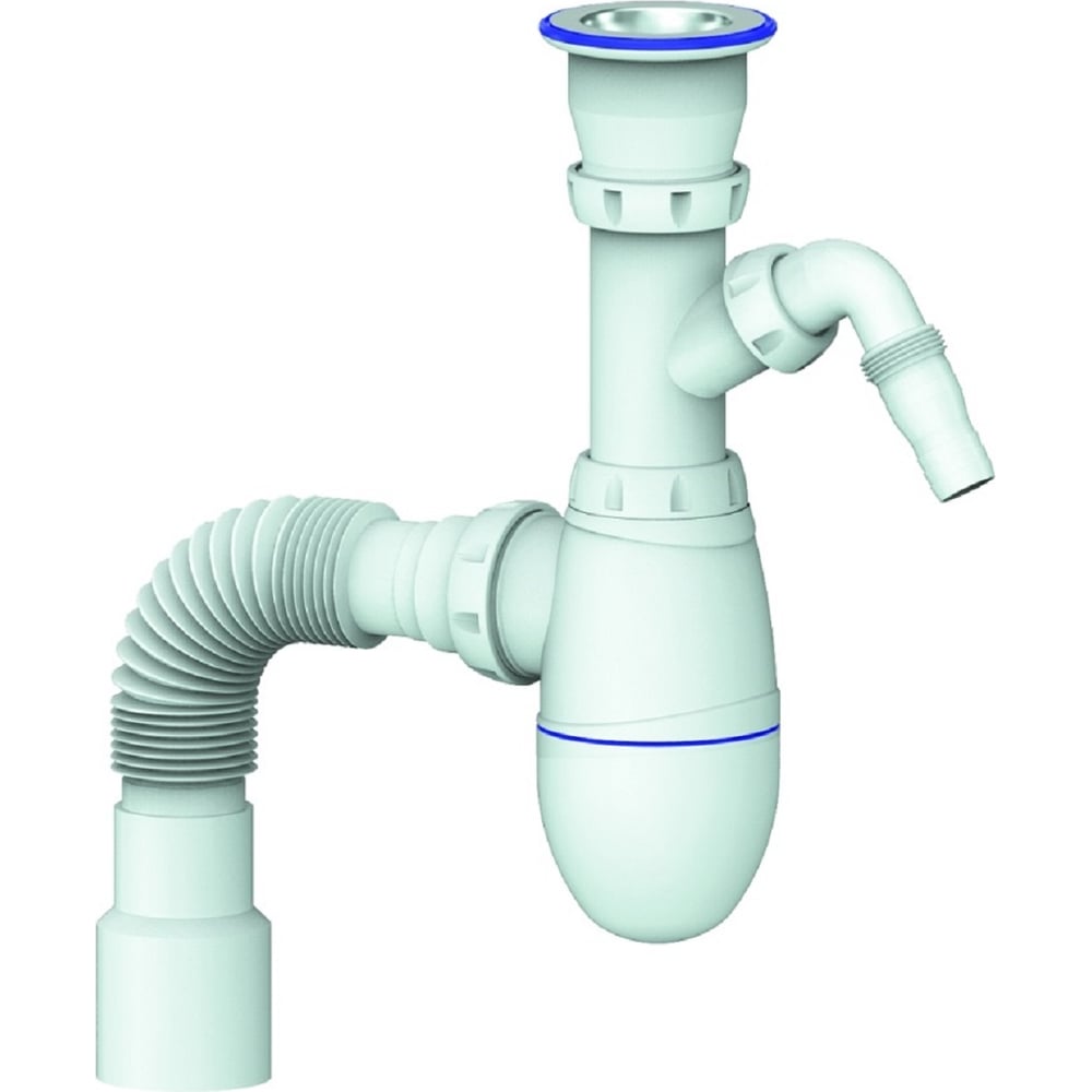 Сифон для кухни Unicorn 1.1/2\"х40, нержавеющий выпуск, отвод для ...