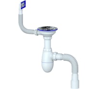 Сифон для кухни Unicorn 3.1/2"х40, нержавеющий выпуск диам.112мм, прямоугольный перелив с универсальной гибкой трубой, 40х40/50 B425 ИС.110318 533279