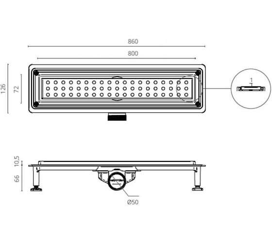 Душевой трап CTESI FLOW ROUND 80 см. BK4024750