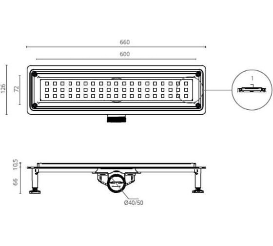 Душевой трап CTESI FLOW SQUARE 60 см. BK4024630