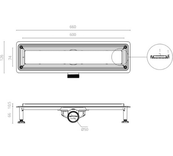 Душевой трап CTESI WAY LINE 60 см. BK4024030