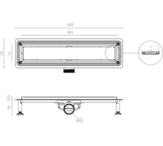 Душевой трап CTESI WAY LINE 80 см. BK4024050