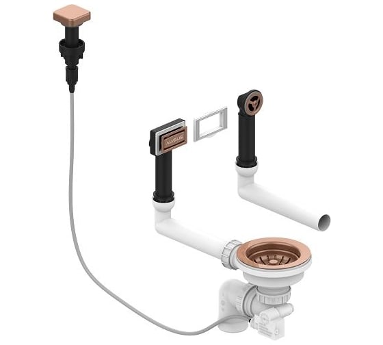 Выпуск для мойки с вертикальным переливом ALVEUS pop up copper с рамкой и заглушкой 1144851
