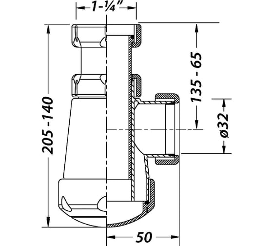 Бутылочный сифон Jimten S-69 1.1/4"х32 ИС.821890