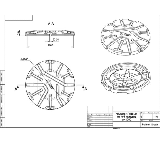 Крышка колодца POLIMER GROUP  Роса - 2 цвет черный DK2S1