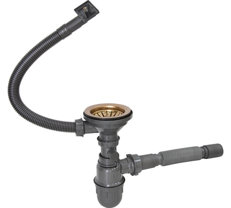 Сифон MIXLINE Pro 3 1/2x40 с прямоугольным переливом, с гофрой 40x40 мм, бронза 551690