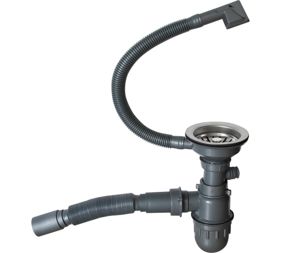 Сифон MIXLINE Pro 3 1/2x40 с прямоугольным переливом, с гофрой 40x40 мм, сатин 551689 1