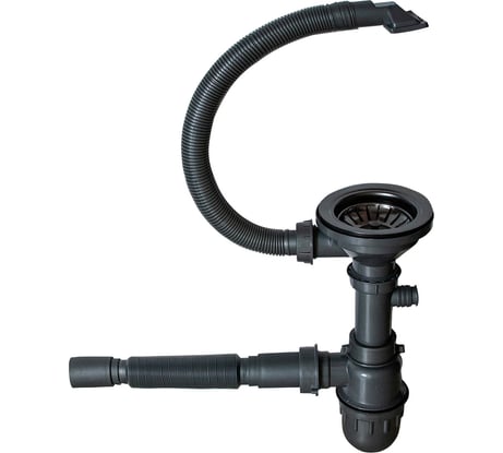 Сифон MIXLINE Pro 3 1/2x40 с прямоугольным переливом, с гофрой 40x40 мм, черный графит 551692