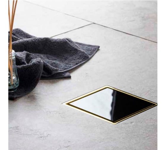 Точечный трап Pestan Confluo Standard 15x15 Black Glass Gold 13000153