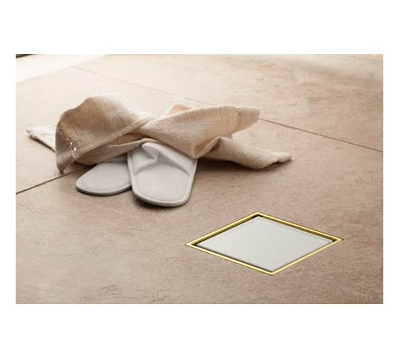 Точечный трап Pestan Confluo Standard 15x15 White Glass Gold 13000157