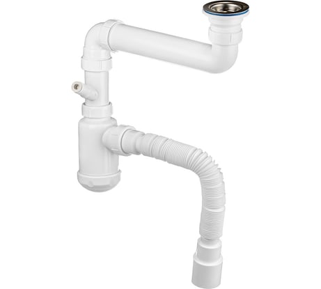 Сифон для кухонной мойки MasterProf 2 в 1, 1.1/2"х40,с и без отвода для стиральной машины с гибким соединением 40х40/50 ИС.110635