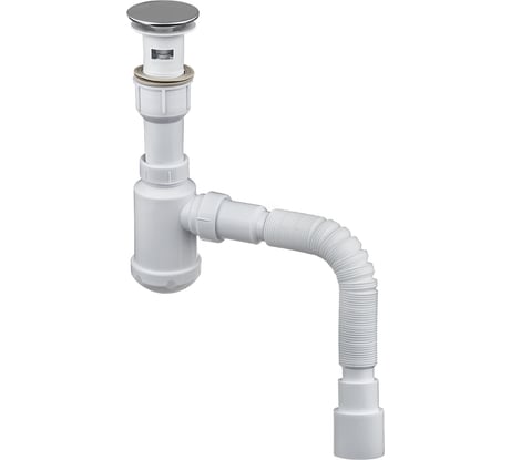 Сифон для раковины MasterProf 1.1/4"х40 пластиковый выпуск с системой клик-клак(Click-Clack), с гибким соединением(гофротруба) 40х40/50 ИС.110634