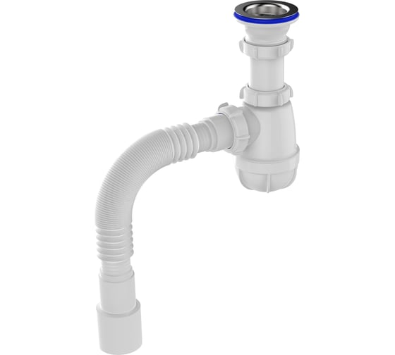 Сифон для кухни Aquant 1 1/2"х40 с металлической решеткой с гофротрубой 40x40/50 B0115-30-MR