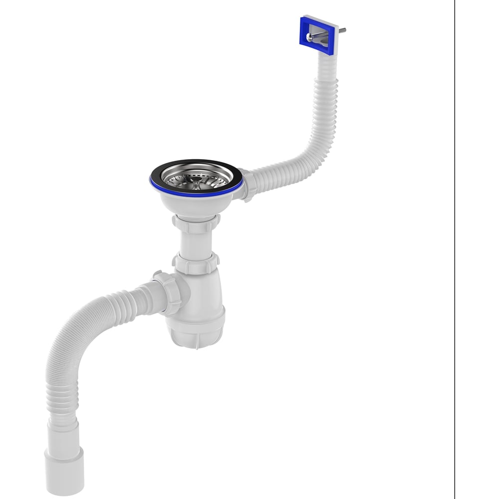 Сифон для мойки Aquant 3 1/2"х40 с металлической реш. с прямоугольным ...
