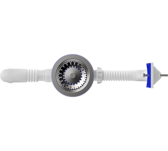 Сифон для мойки Aquant 3 1/2"х40 с металлической реш. с прямоугольным переливом с гофротрубой 40x40/50 B0148-20-MR
