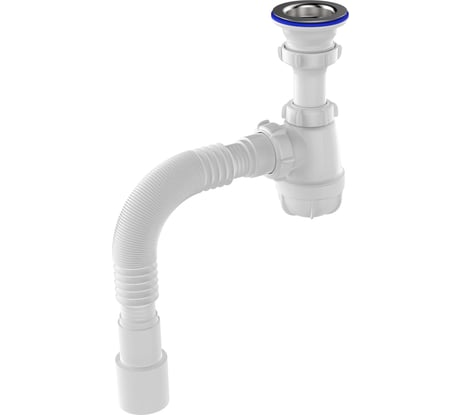 Сифон для умывальника Aquant 1 1/2"х40 с металлической решеткой с гофротрубой 40x40/50 S0115-35-MR