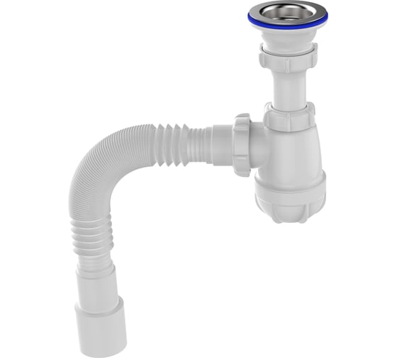 Сифон для умывальника Aquant 1 1/2"х40 с металлической решеткой с гофротрубой 40x40/50 S0115-35-MR
