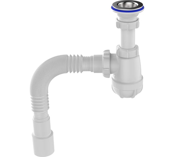 Сифон для умывальника Aquant 1 1/4"х40 с металлической решеткой с гофротрубой 40x40/50 S1015-35-MR
