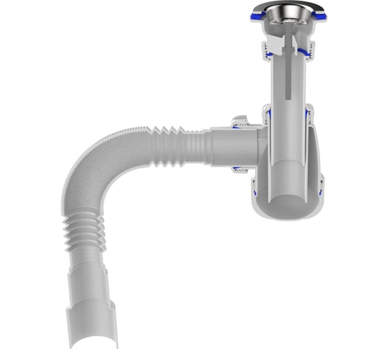 Сифон для умывальника Aquant 1 1/4"х40 с металлической решеткой с гофротрубой 40x40/50 S1015-35-MR
