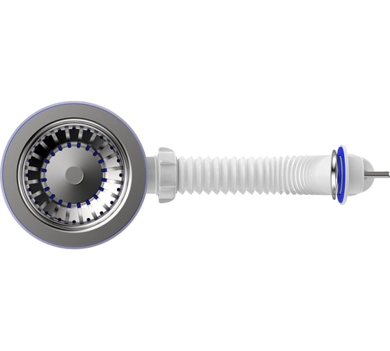 Сифон для мойки Aquant 3 1/2"х40 с мет.реш. с круглым переливом B0142-29-MR
