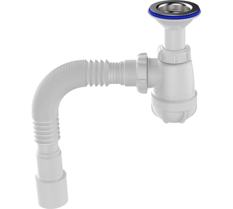 Сифон для умывальника Aquant 1 1/2"х40 с удлинённой горловиной с мет.реш. с г.т. 40x40/50 S0515-35-MR
