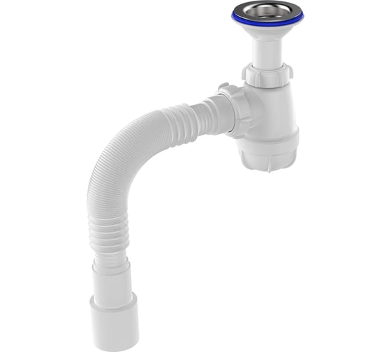 Сифон для умывальника Aquant 1 1/2"х40 с удлинённой горловиной с мет.реш. с г.т. 40x40/50 S0515-35-MR