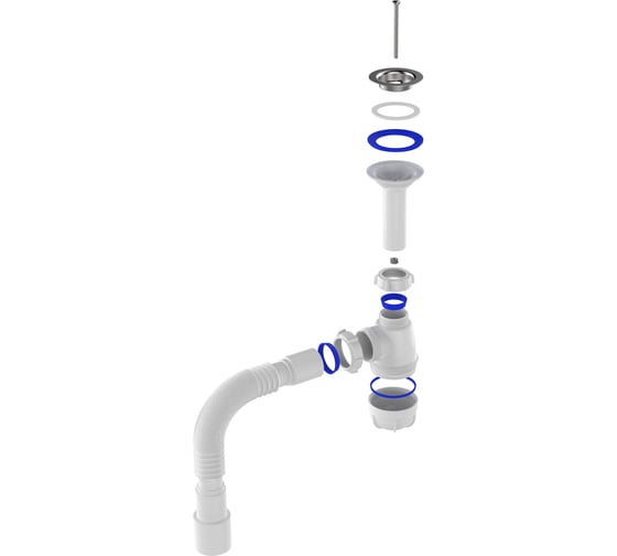 Сифон для умывальника Aquant 1 1/2"х40 с удлинённой горловиной с мет.реш. с г.т. 40x40/50 S0515-35-MR