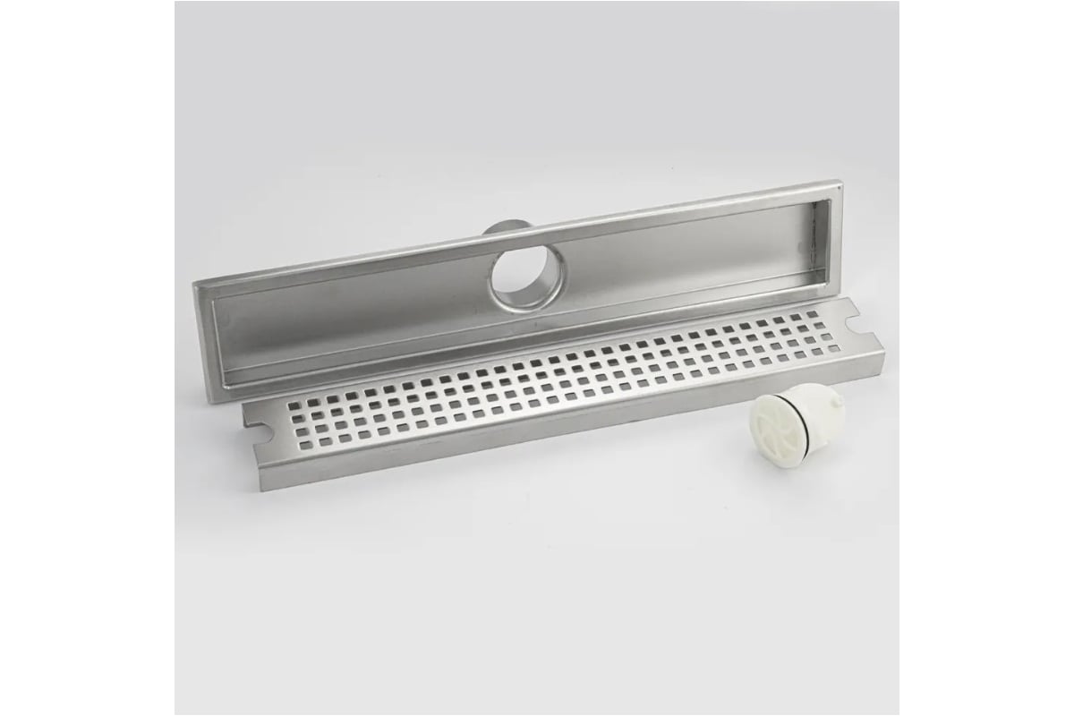 Линейный трап Санакс из нержавеющей стали, 400x75 мм, вертикальный ...
