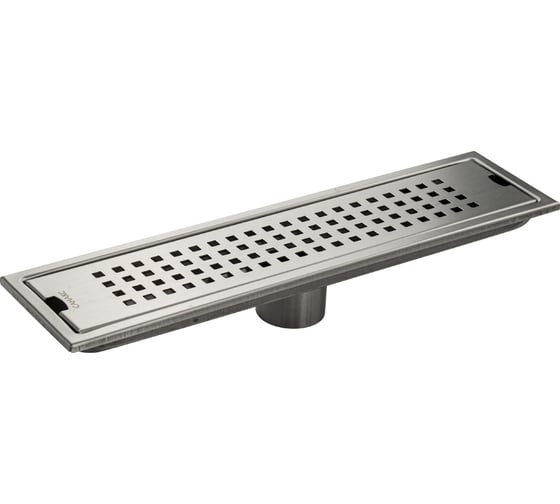 Трап линейный Санакс - 400 х 100 мм, вертикальный выпуск, с сухим мембранным клапаном, из нержавеющей стали, цвет САТИН. 00041 1