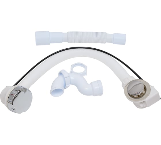 Сифон для ванны Aquant 1 1/2"х40 с выпуском и переливом, 40x40/50 полуавтомат V322-18-MR