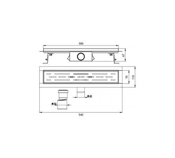 Лотковый трап ORE Drain H2 500x70x67 мм, слив 40 мм 7079988607528